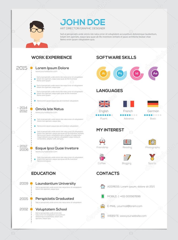 Flat Resume with Infographics