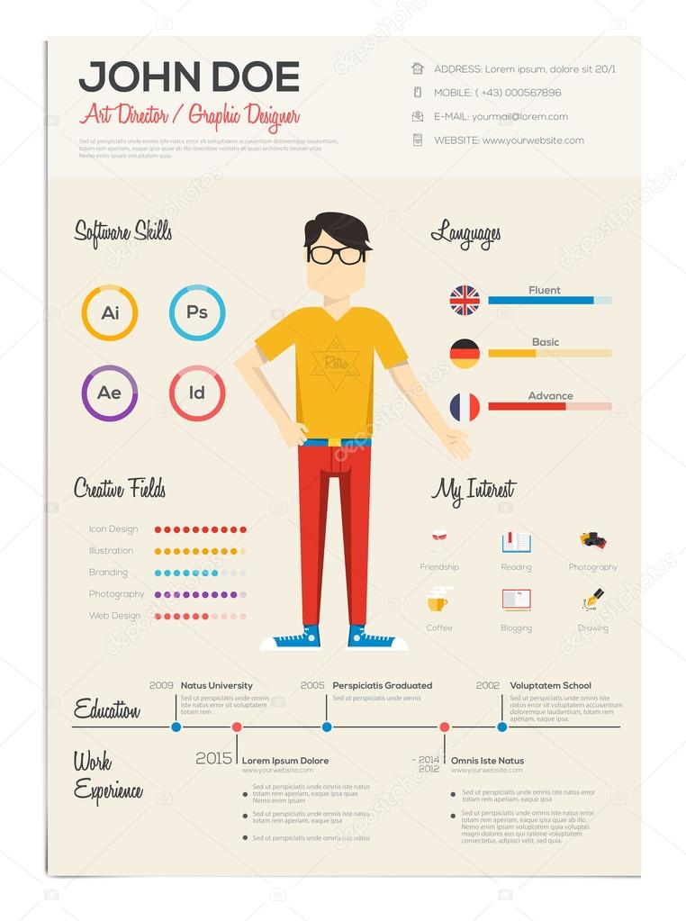 Flat Resume with Infographics