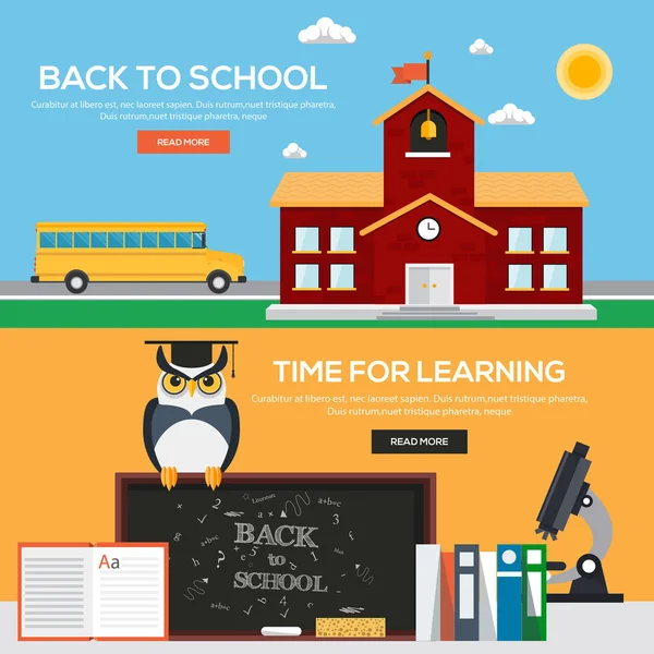 Flat back to school banner concept — Vettoriale Stock