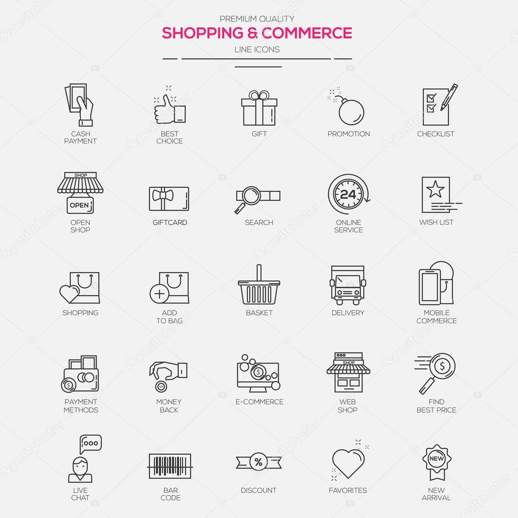 Line  icons for Shopping and Commerce