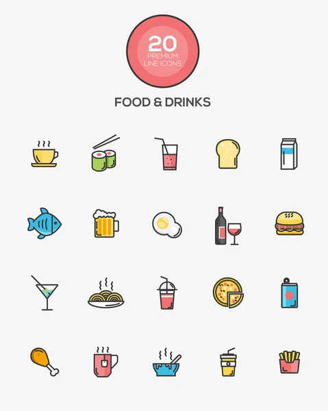 Їжа та напої значки — стоковий вектор