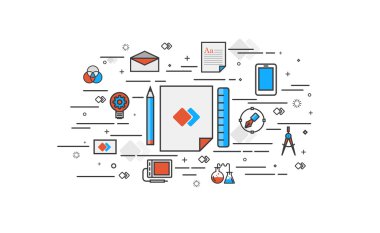 Marka ince çizgi düz tasarımı