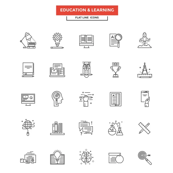 Flat Line  Icons - Education and Learning — Stock Vector