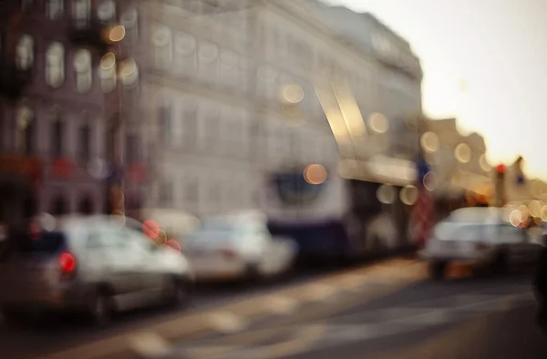 Blurry Unfocused Background Urban Road Transport Sunset Lighting Out Focus Stock Image