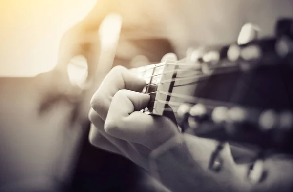 Instrumento Musical Detalle Instrumento Musical Acorde Una Guitarra — Foto de Stock