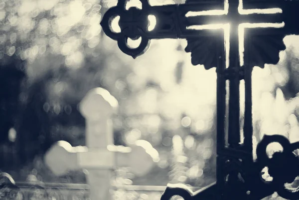 Cruces Sepulcrales Cementerio Entorno Vigas —  Fotos de Stock