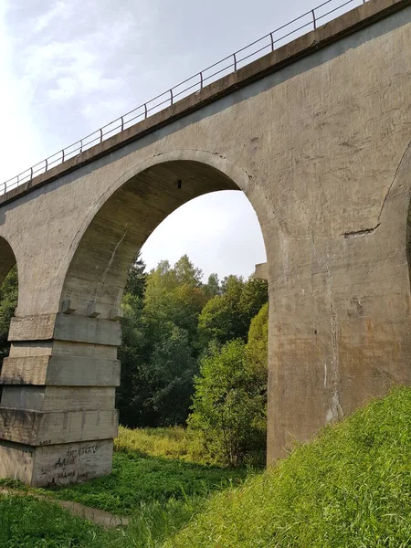 Каменные Столбы Старого Железнодорожного Моста — стоковое фото