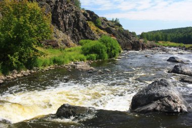 Nehir yeşil kıyıların arasında akıyor.