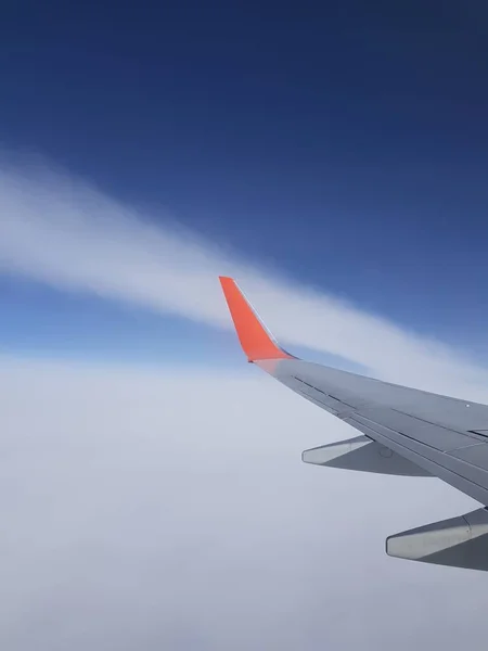 Flugzeugflügel Blauen Himmel — Stockfoto