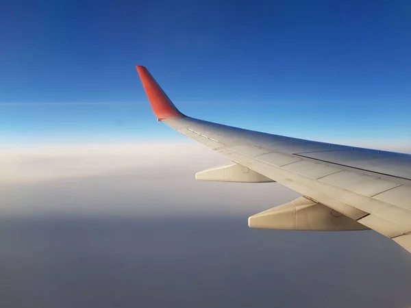 Ala Avión Cielo Azul —  Fotos de Stock