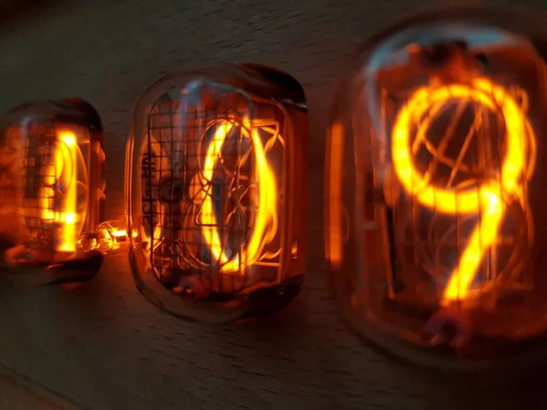 Orange Numbers Gas Discharge Indicators — Stock Photo, Image