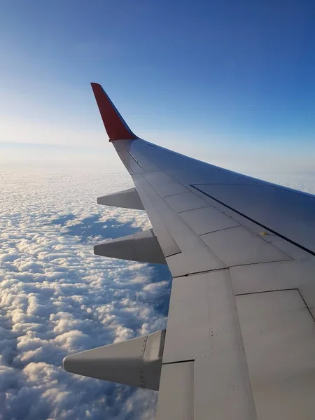 Flugzeugflügel Blauen Himmel — Stockfoto