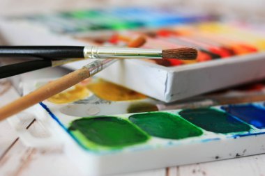 Sanatçı için fırça ve suluboya