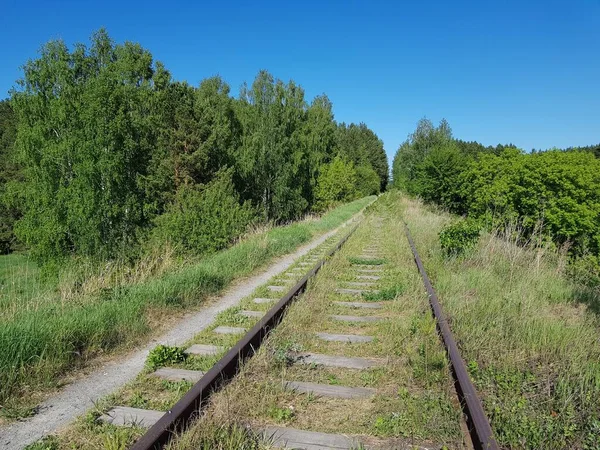 Oude Verlaten Spoorweg Het Veld — Stockfoto