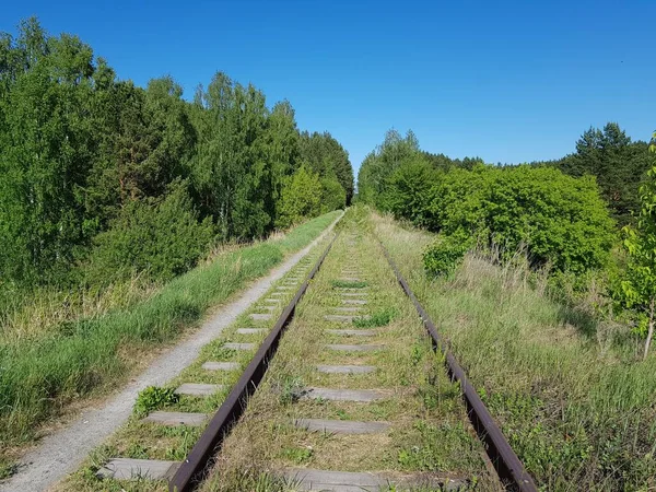 野原の古い廃線鉄道 — ストック写真