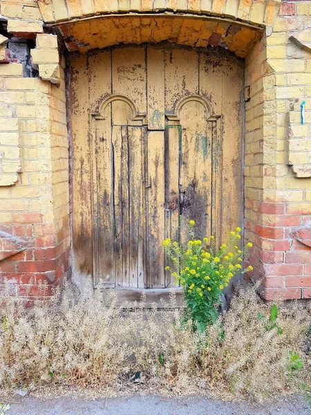 Ancienne Porte Dans Mur Briques — Photo