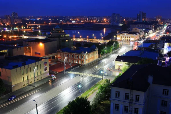 Luzes Cidade Noturna Chelyabinsk — Fotografia de Stock