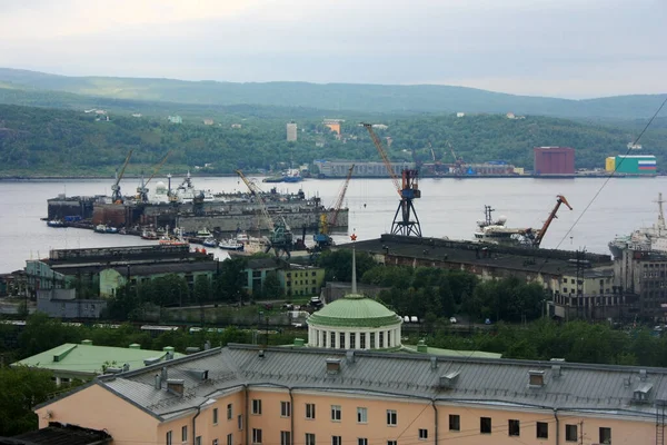 Panoráma Sarki Kikötő Város Murmanszk — Stock Fotó