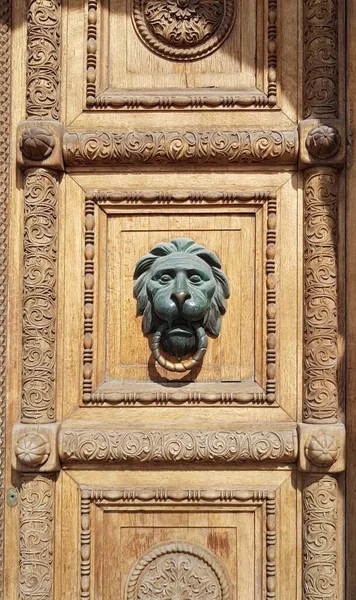 レンガの壁の古代のドア — ストック写真
