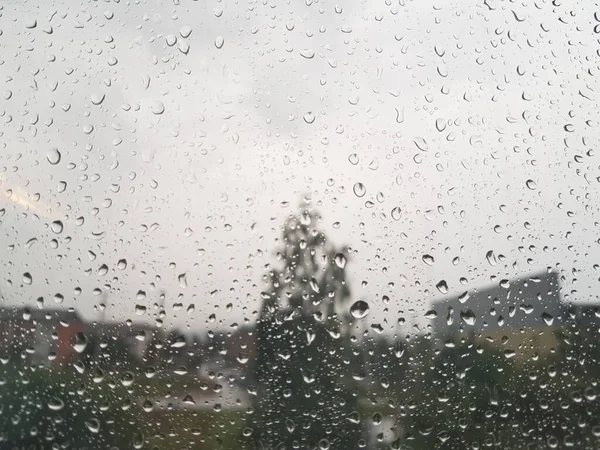 Krople Deszczu Spływały Szkła — Zdjęcie stockowe