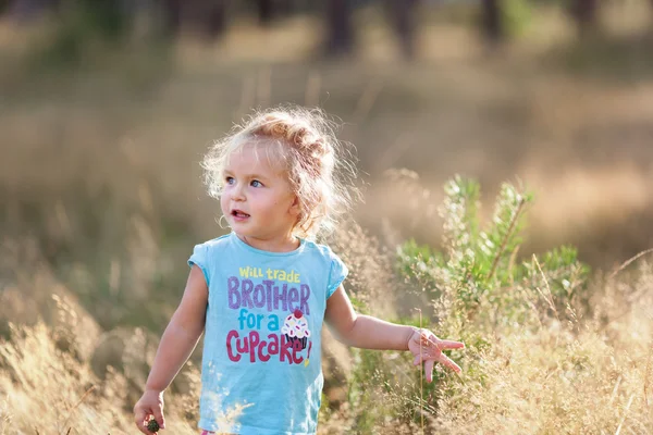 Kleine schöne fröhliche Mädchen — Stockfoto