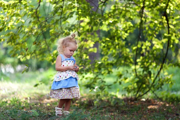Trochę piękna dziewczyna spaceru w parku lato — Zdjęcie stockowe