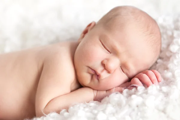 Portrait of cute sleeping newborn girl — Stock Photo, Image