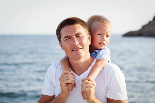 Happy young father with little son outdoors — Stock Photo, Image