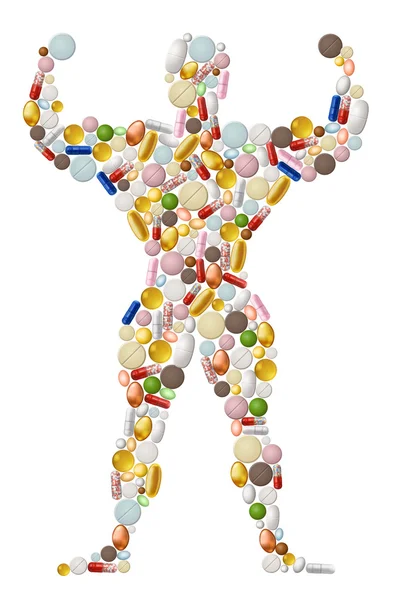 Bodybuilder Made of Pills — Stock Vector