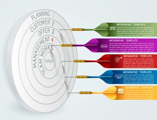 Modèle de concept d'entreprise avec fléchettes — Image vectorielle