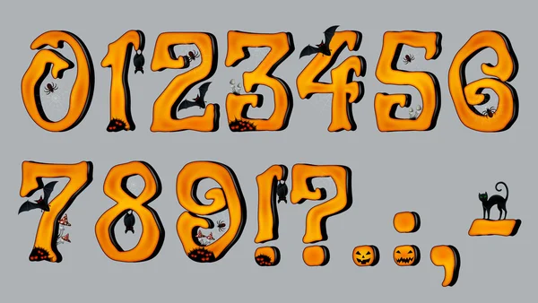 Spooky Halloween lettertype aantal cijfers — Stockvector