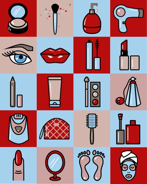 Set van beauty iconen — Stockvector