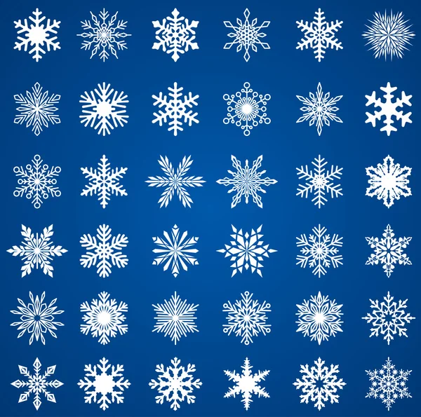 Conjunto de copos de nieve — Vector de stock