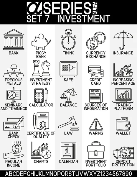 Conjunto de iconos de negocio e inversión Vectores de stock libres de derechos