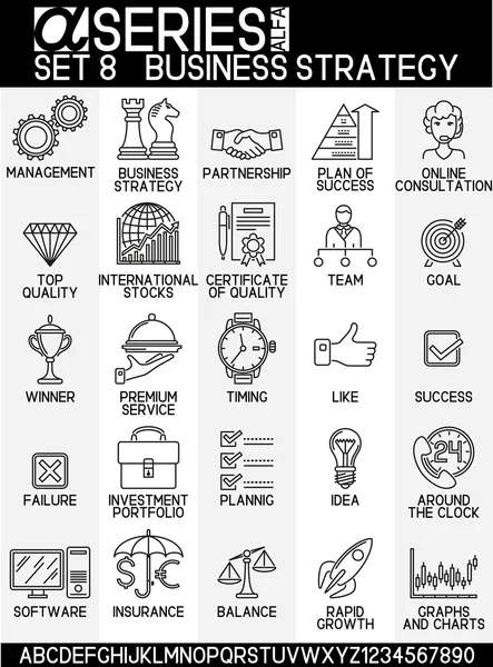 Linea di progettazione icons- strategia di business — Vettoriale Stock