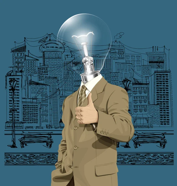 Lampa hlava obchodní muž — Stockový vektor