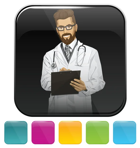 Iconos con el médico hombre — Vector de stock