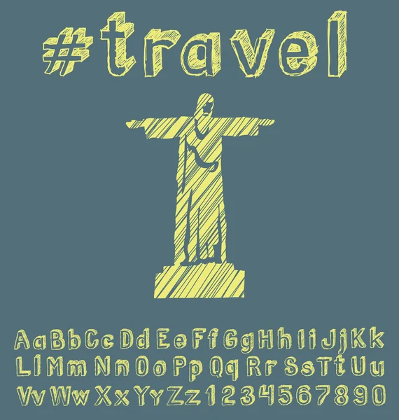 Seyahat konsepti ile anıt — Stok Vektör