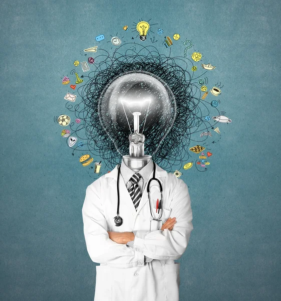 Lamp head doctor man — Stock Photo, Image