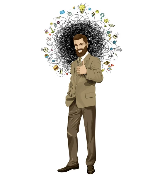 Hombre de negocios con traje de garabato — Vector de stock