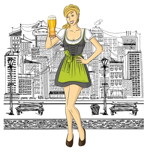 慕尼黑啤酒节服装的女人 — 图库矢量图片