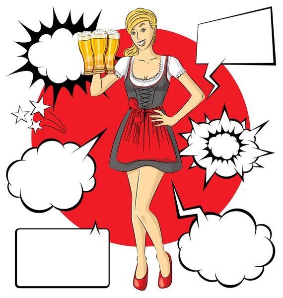 Mujer en traje oktoberfest — Vector de stock