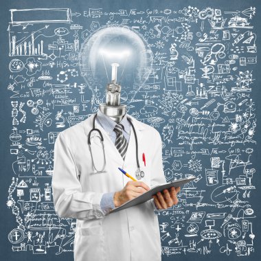 lamba kafa adam stetoskop ile doktor.
