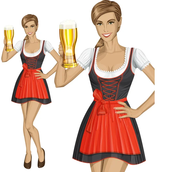 Drindl 在慕尼黑啤酒节上的可爱女人 — 图库矢量图片
