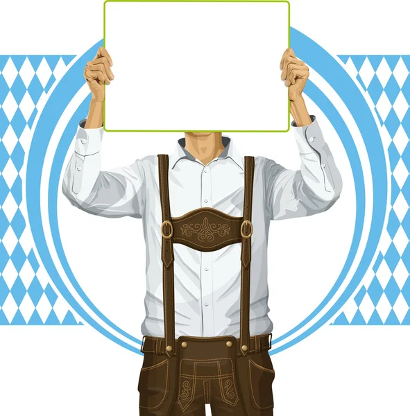 Man With Write Board On Oktoberfest — Stock Vector