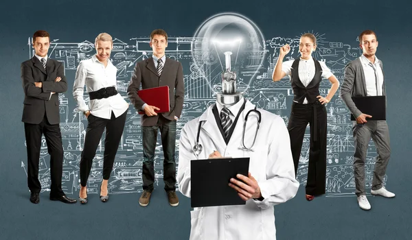 Lampa huvud läkare och business team — Stockfoto