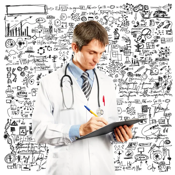 Arts man met schrijven bestuur — Stockfoto