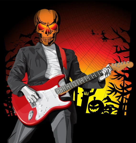 Punk con la guitarra Hallo — Vector de stock