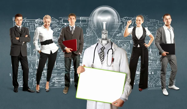 Businessteam With Lamp Head Doctor — Stock Photo, Image