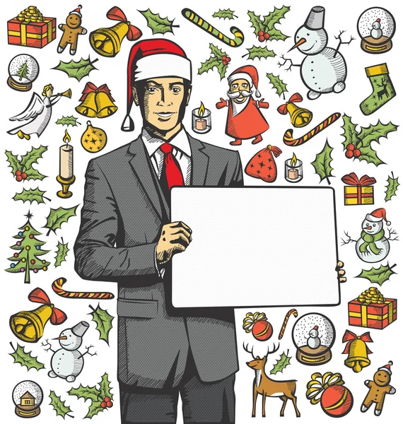 Χριστουγεννιάτικη κάρτα με τον άνθρωπο — Διανυσματικό Αρχείο
